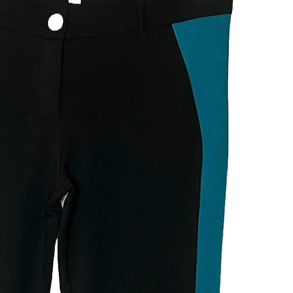 Romeo & Juliet Couture Side Stripe Pants Black Teal Tailored Trouser M
